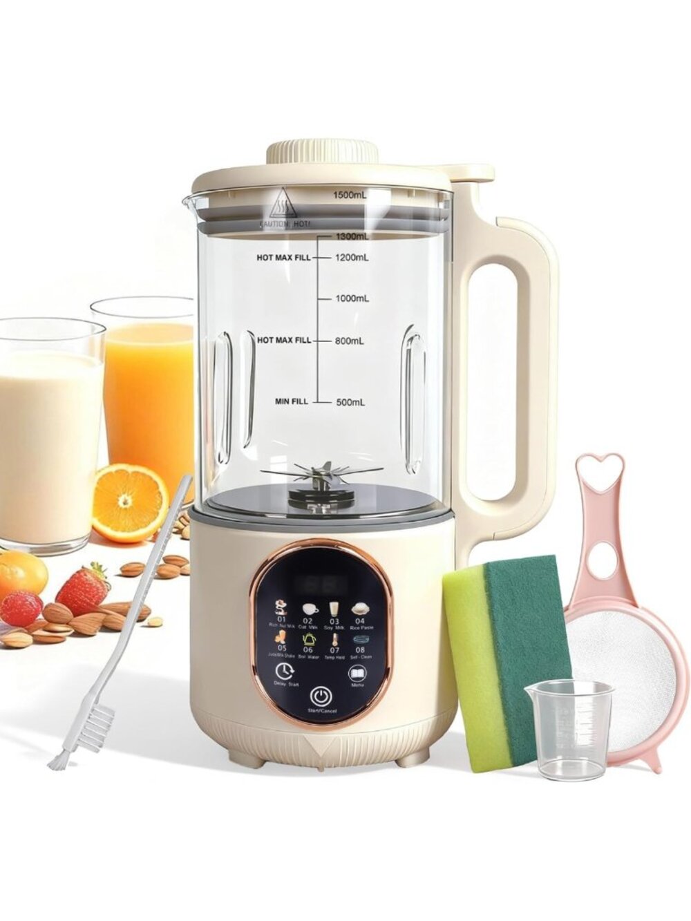 10-in-1 Nut Milk Maker Machine, 50oz Automatic Plant-Based Milk Maker, Capable